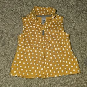 Yellow Carter's layering vest with white polka dots